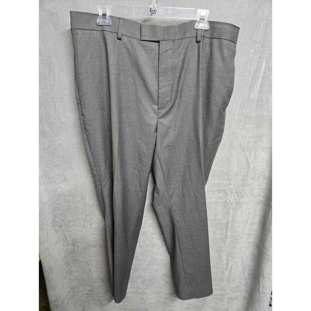 Savane Mens Dress Pants Gray Flat‎ Front Straight Leg Trousers 37x27.25